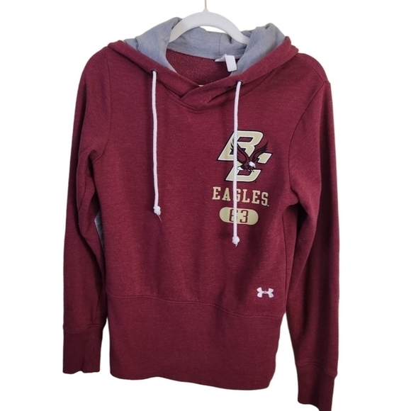 Under Armour Tops - Boston College Under Armour Fitted Hoodie Elbow Patches Size M